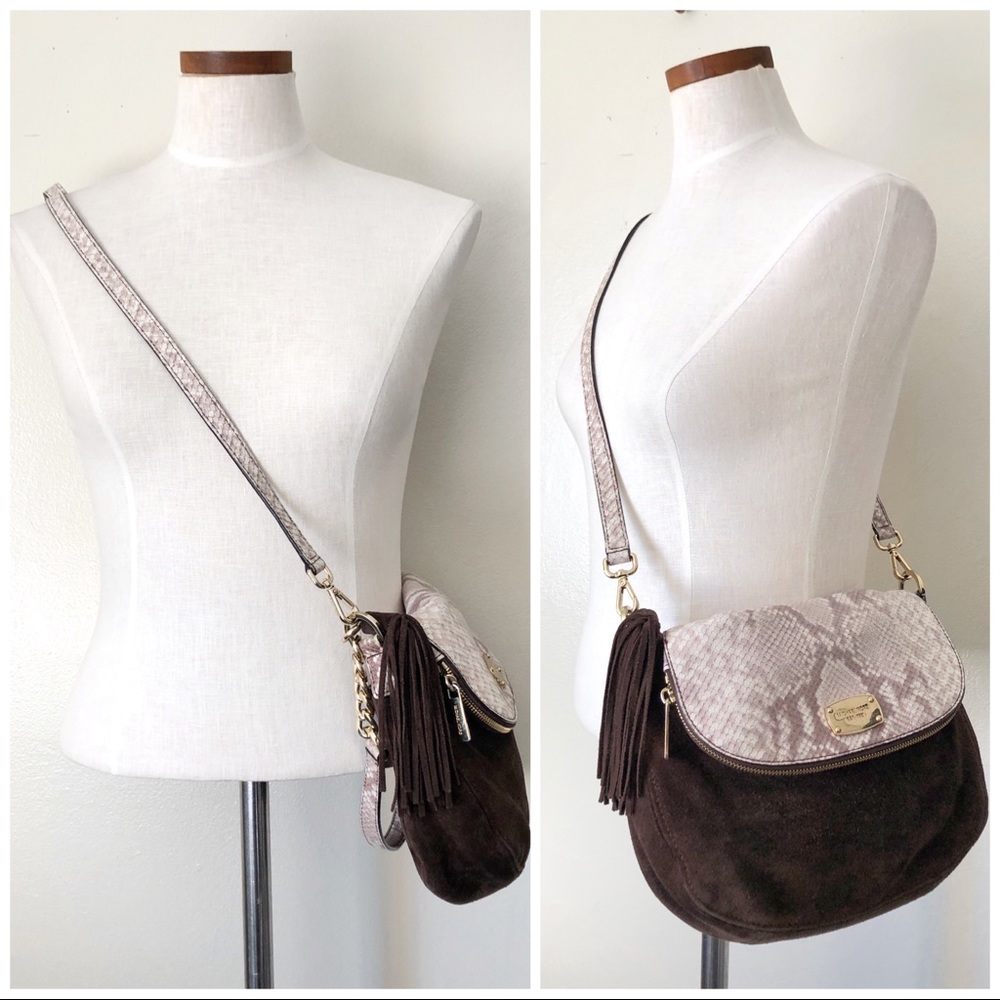 Michael Kors Brown Suede Shoulder Bag with Flaw